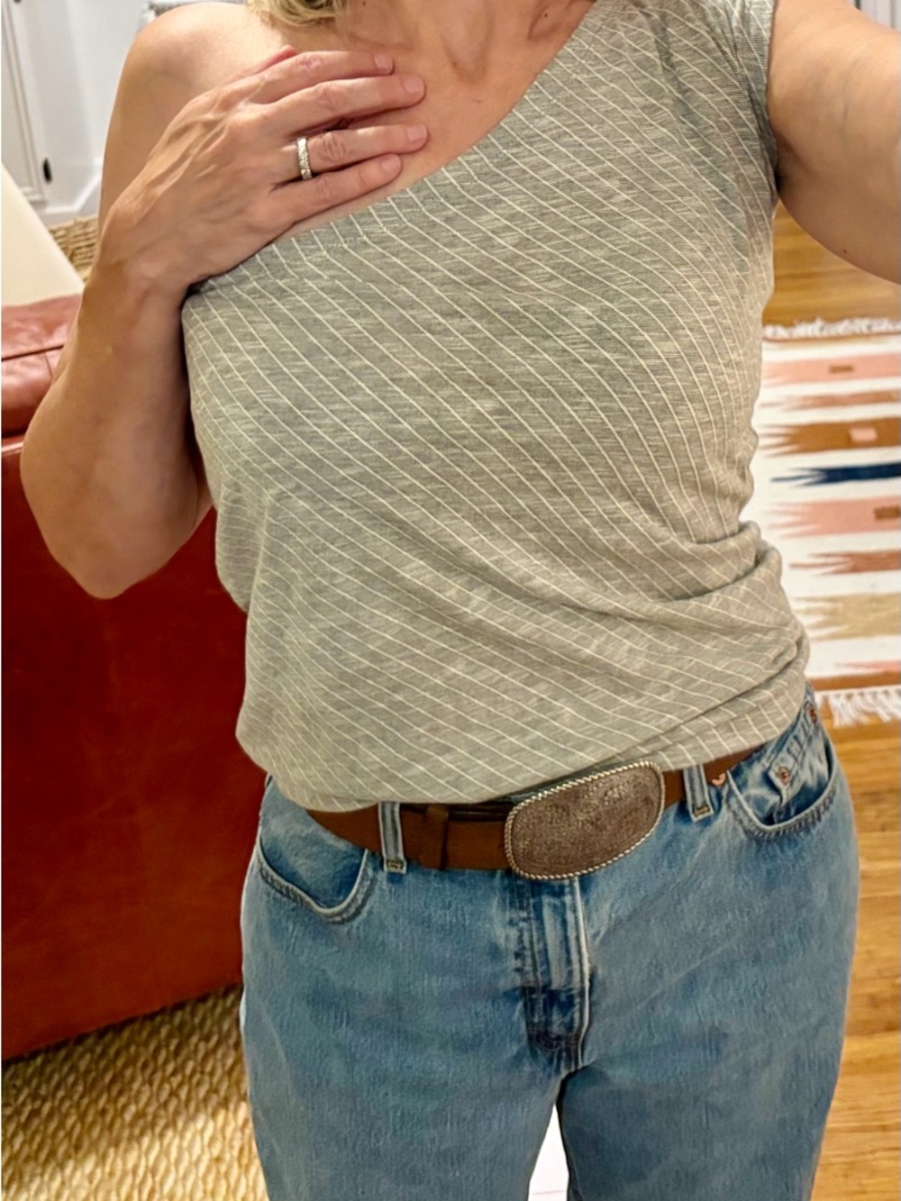 One Shoulder Sleeveless Cotton Top